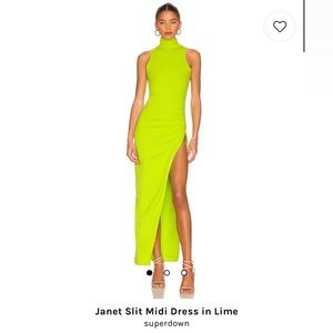 JANET SLIT MIDI DRESS IN LIME